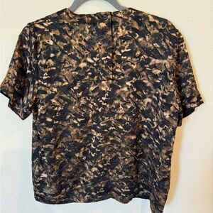 T Tahari Brown Boxy Short Sleeve T-Shirt